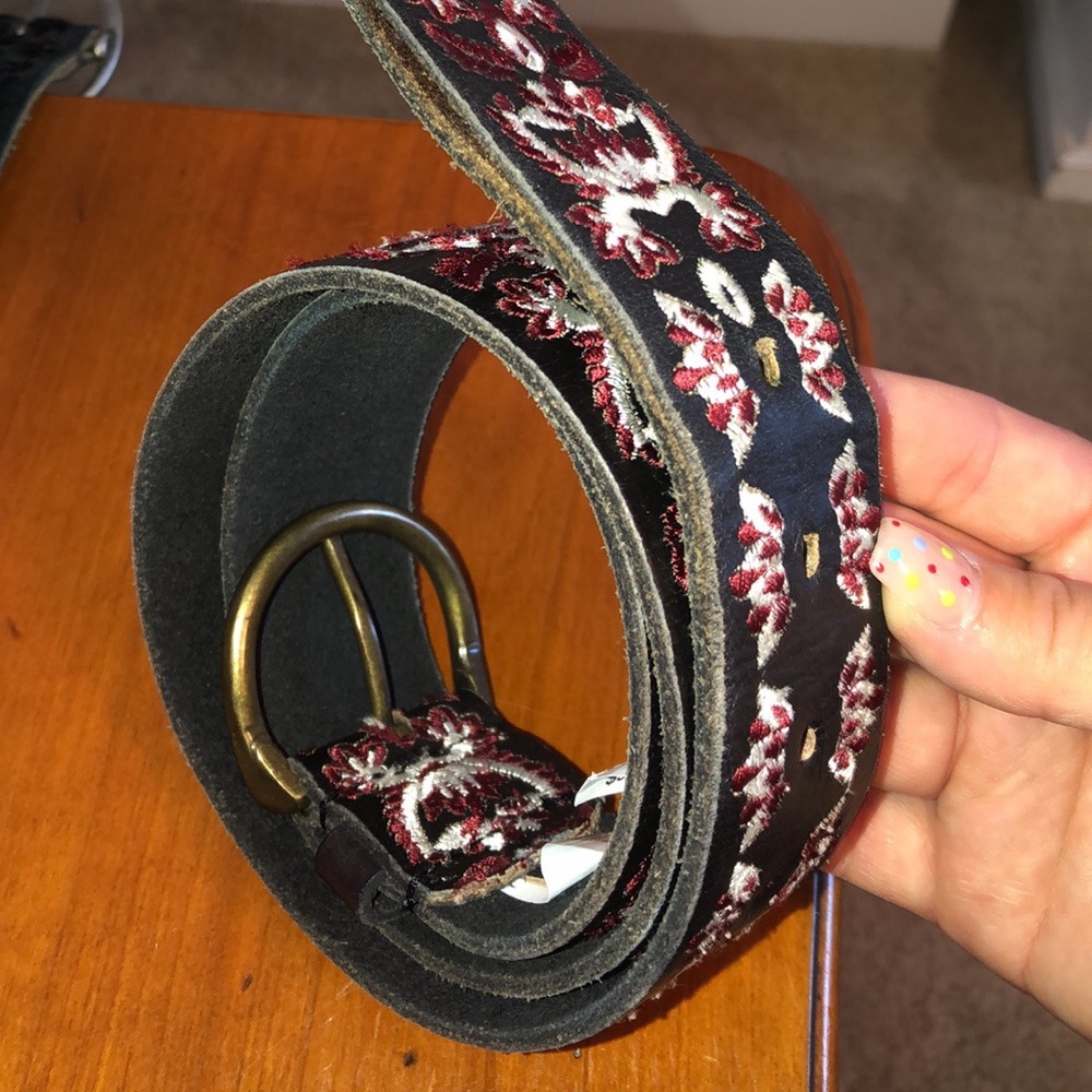 Lucky Brand Leather Embroidered Belt